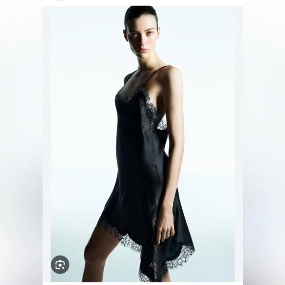 Zara NWT asymmetric lace dress black 5919/200 - Picture 2 of 16